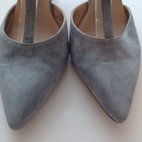 Cheville grey suede slingback kitten heal pointed toes 8.5 - 39 made in Italy - Picture 3 of 9